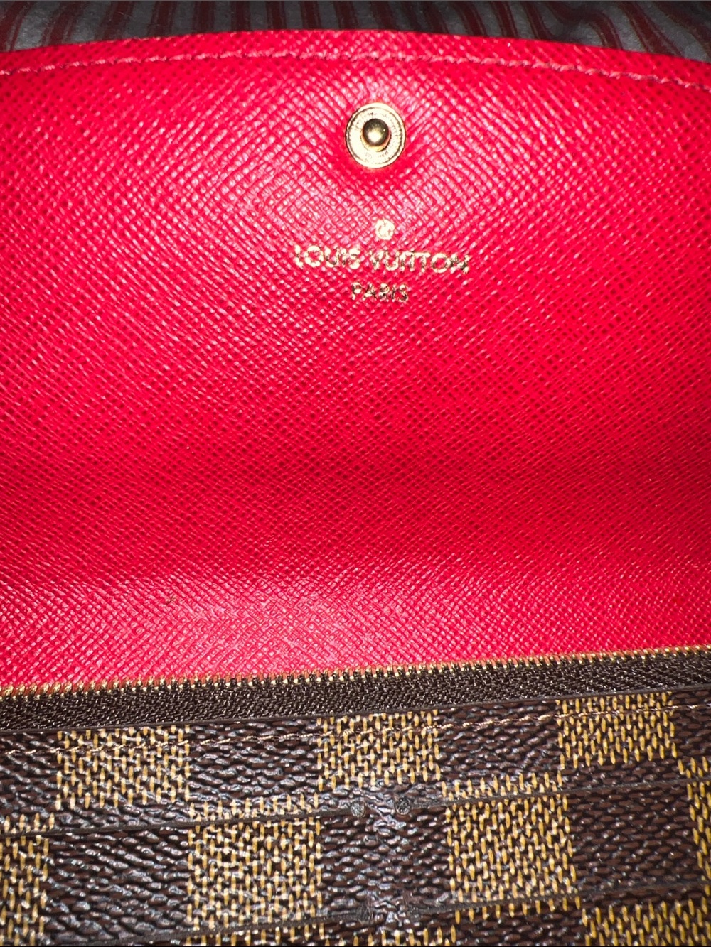 Louis Vuitton Damier Ebene Wallet with Red Snap - Picture 4 of 6